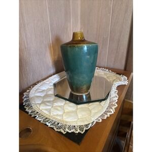 Vintage Studio Pottery With A Green And Brown 2 Tone Glaze